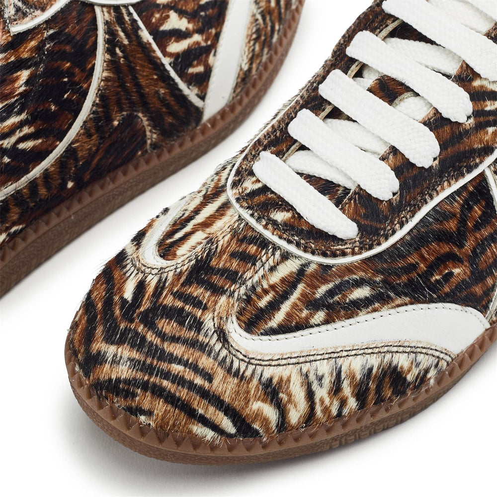 Brioni Brown Mix Tiger Print Pony Hair Trainers