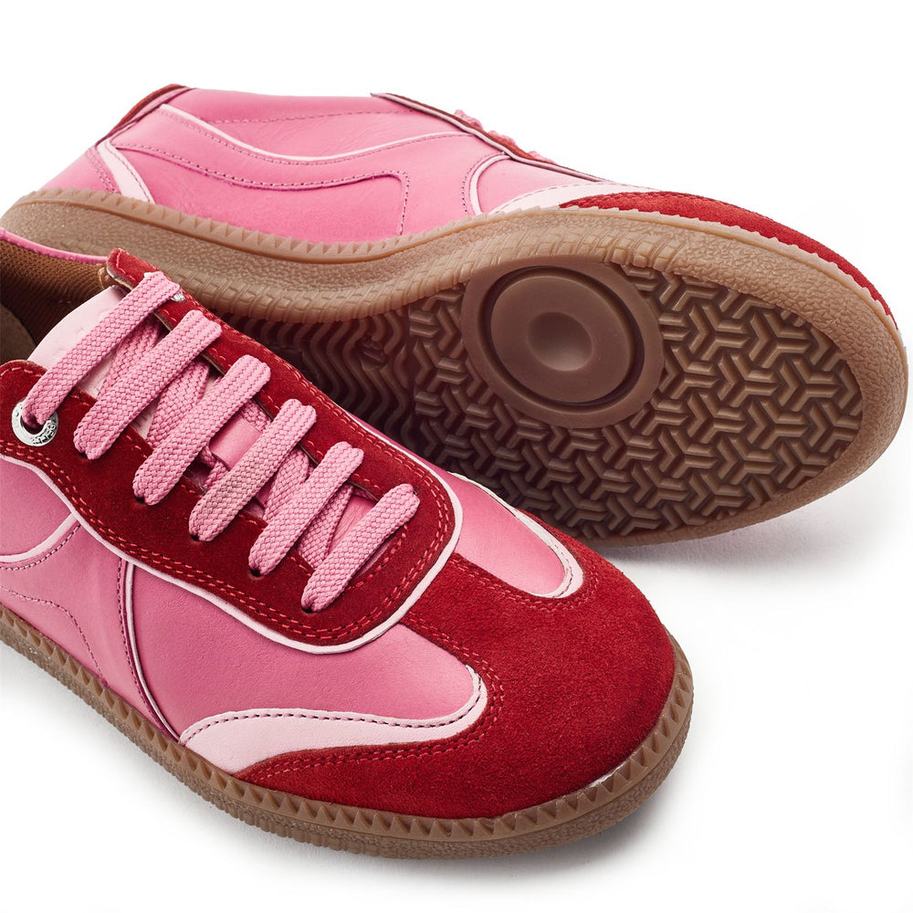 Brioni Pink-Red Leather Trainers
