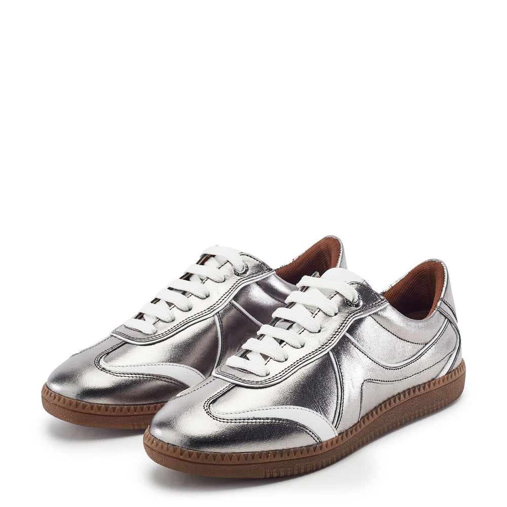 Brioni Pewter Leather Trainers
