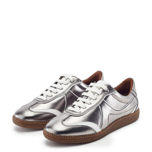 Brioni Pewter Leather Trainers