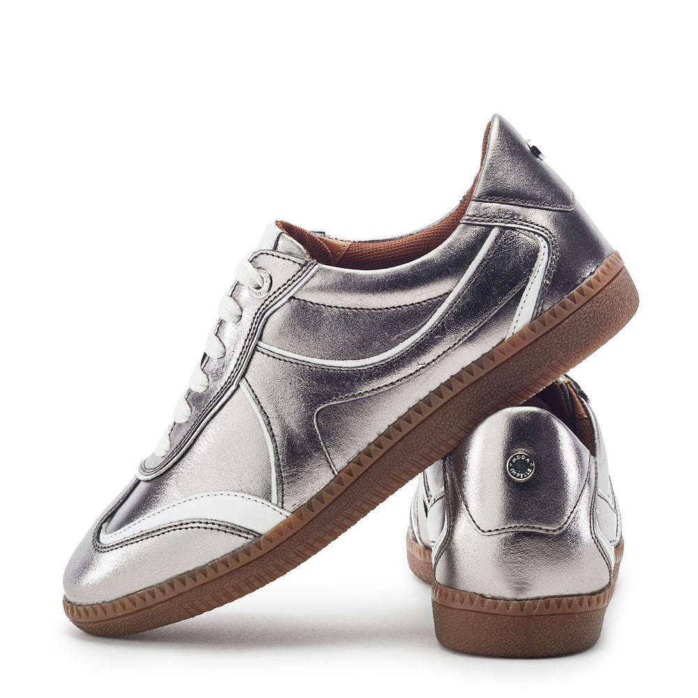 Brioni Pewter Leather Trainers