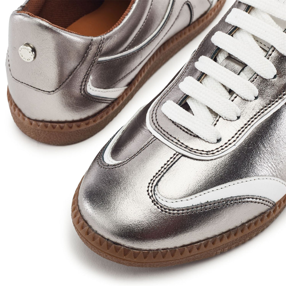Brioni Pewter Leather Trainers