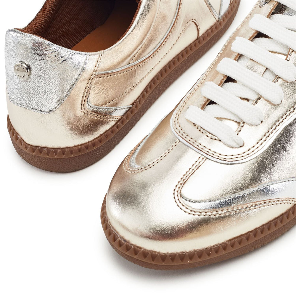 Brioni Silver Gold Leather Trainers
