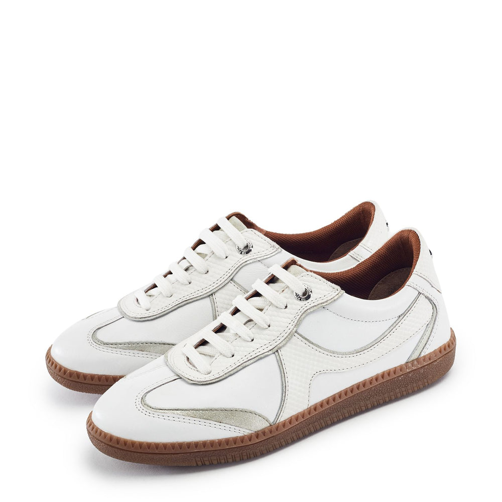 Brioni White Snake Print Leather Trainers