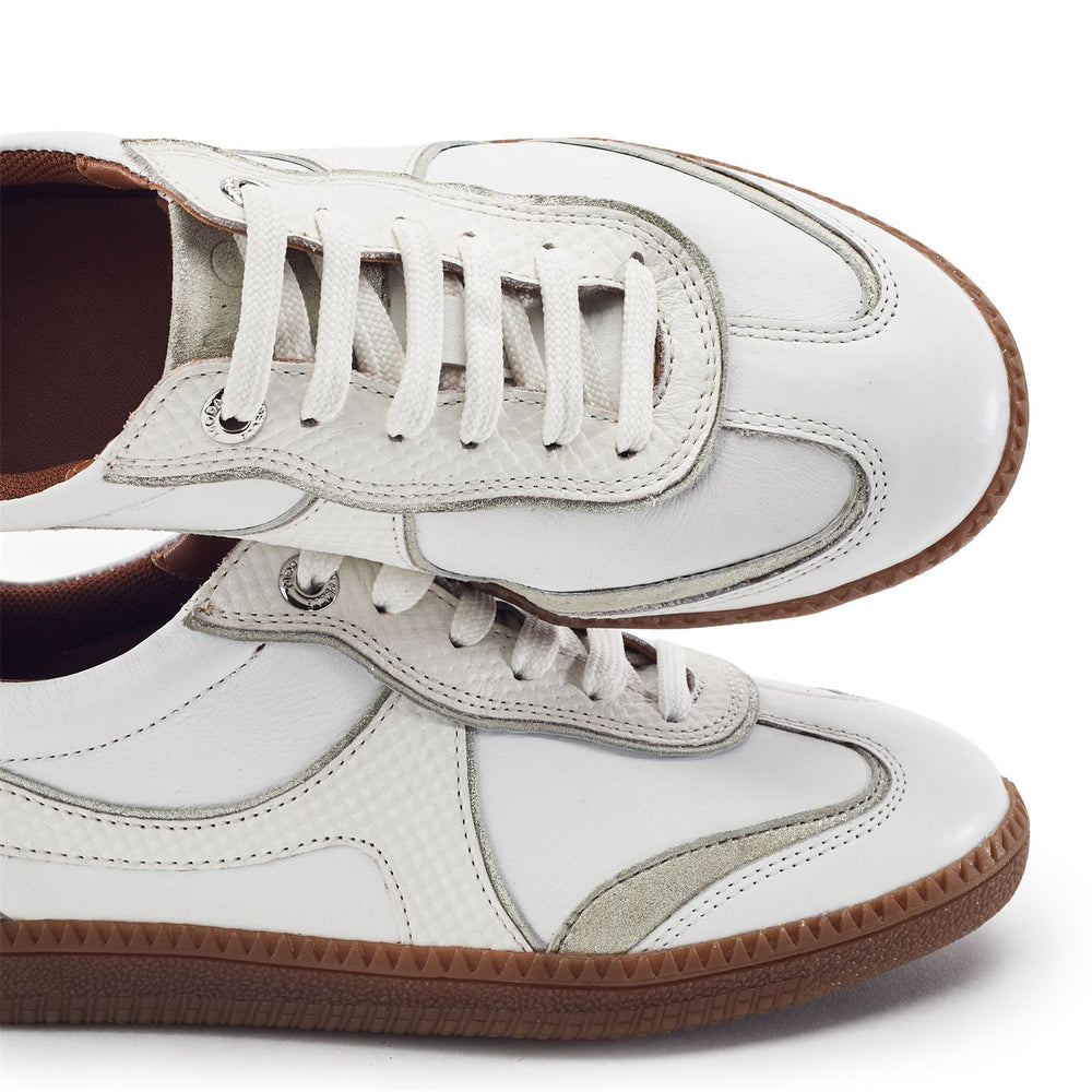 Brioni White Snake Print Leather Trainers