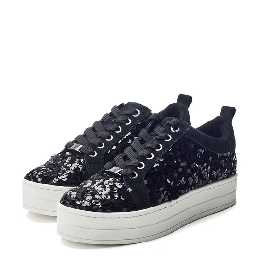 Buttercupp Black Sequin Trainers
