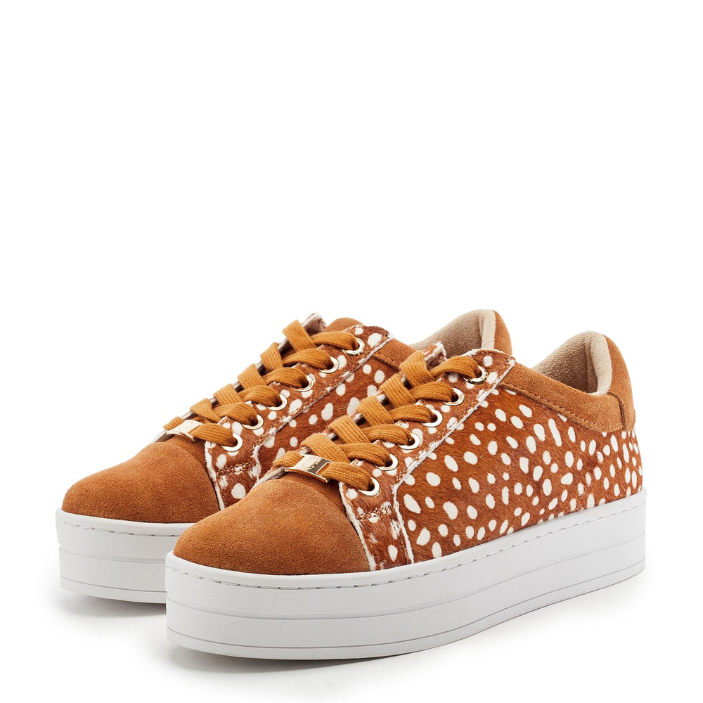 Buttercupp Fawn Fawn Print Pony Hair Trainers
