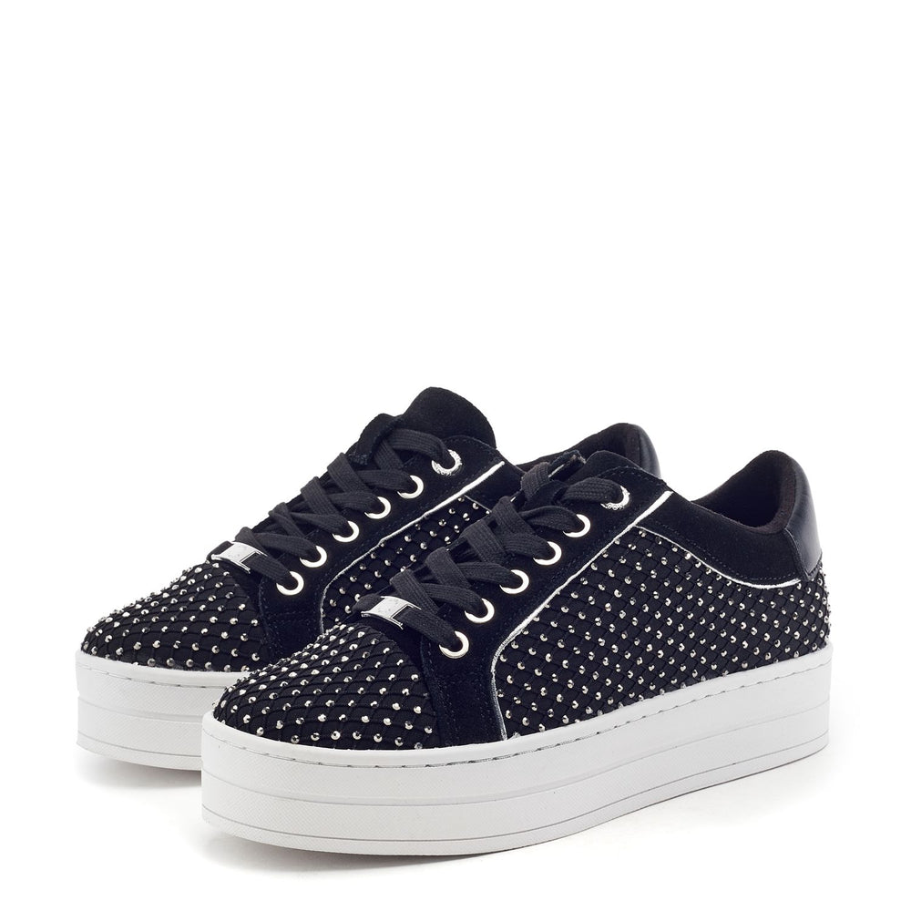 Buttercupp Jet Black Textile Trainers