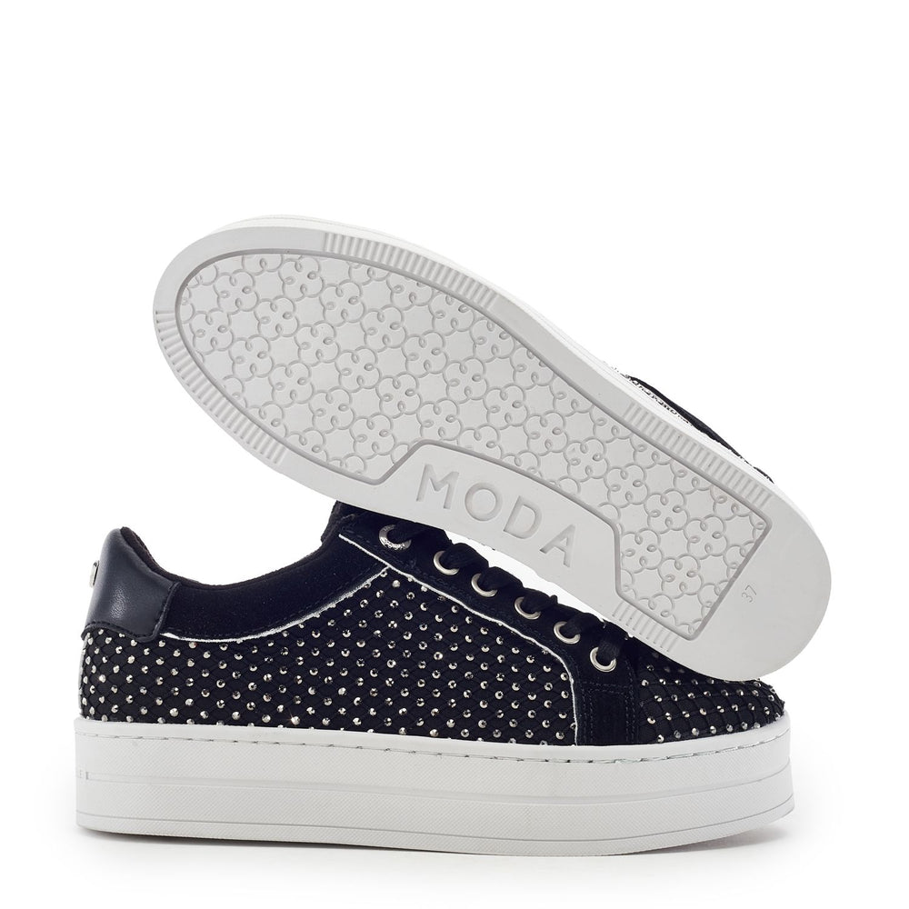 Buttercupp Jet Black Textile Trainers