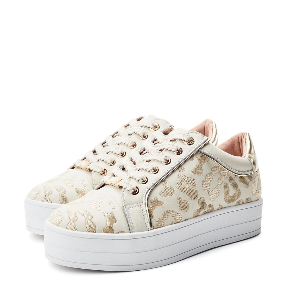 Buttercupp Off White Leather Trainers