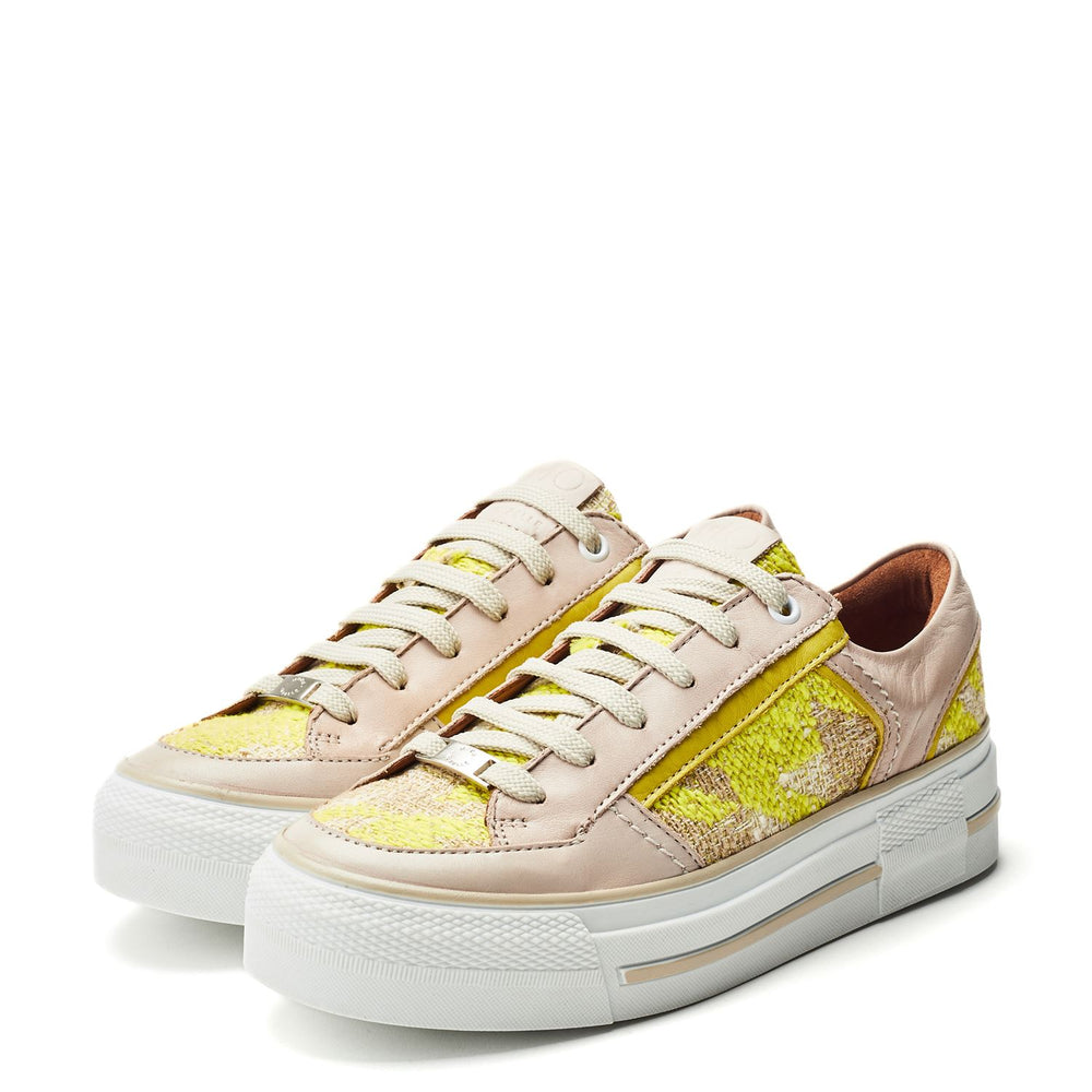 Button Yellow Textile Trainers