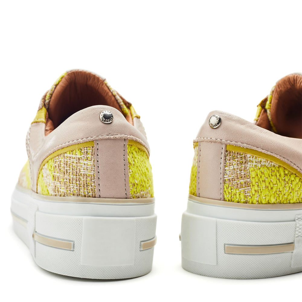 Button Yellow Textile Trainers