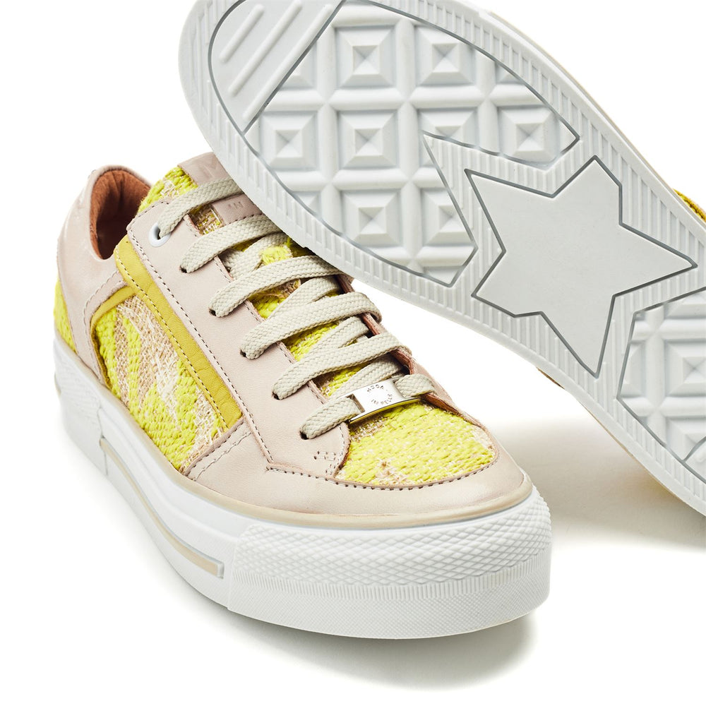 Button Yellow Textile Trainers