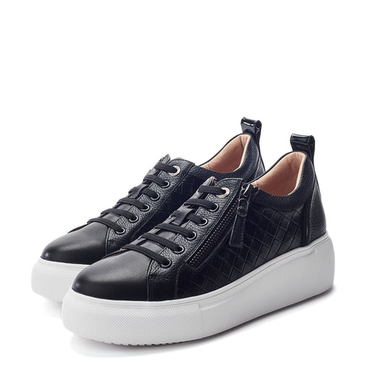 Calise Black Leather Trainers