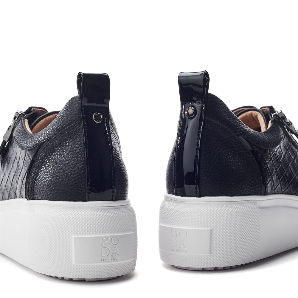 Calise Black Leather Trainers