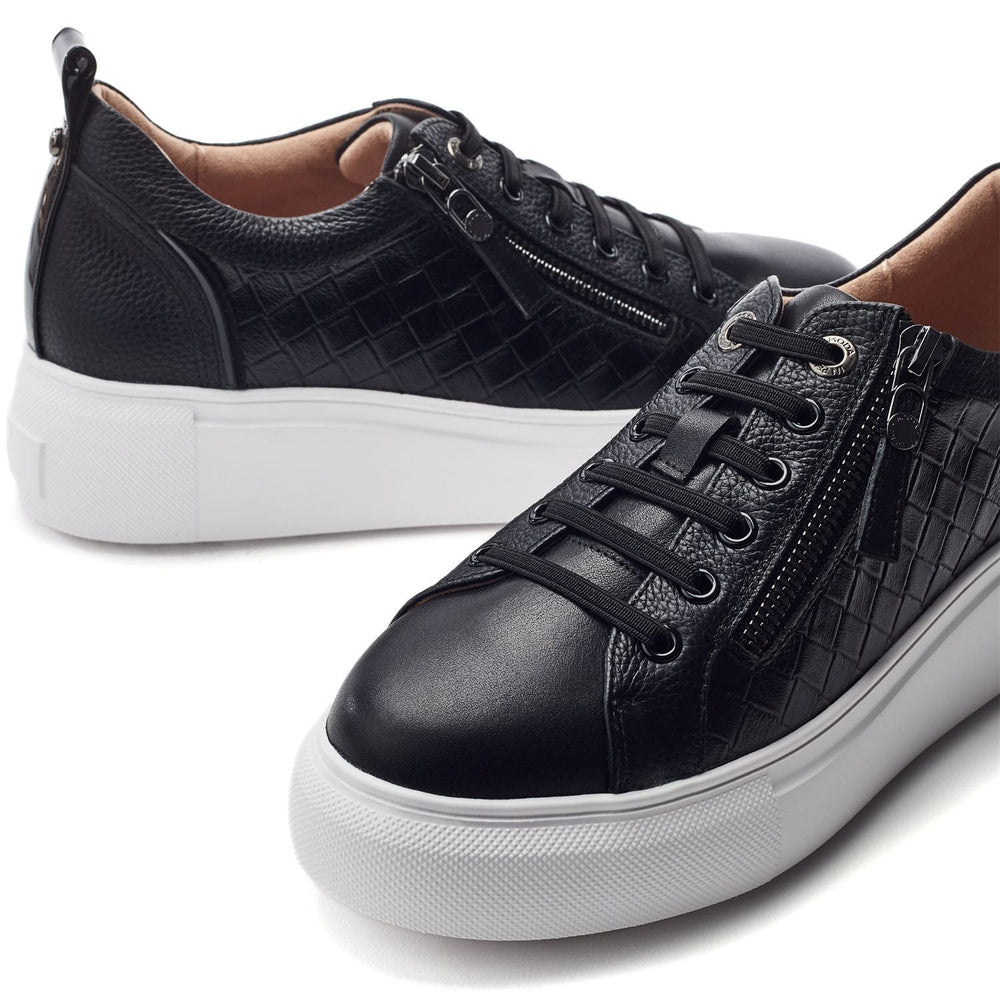 Calise Black Leather Trainers