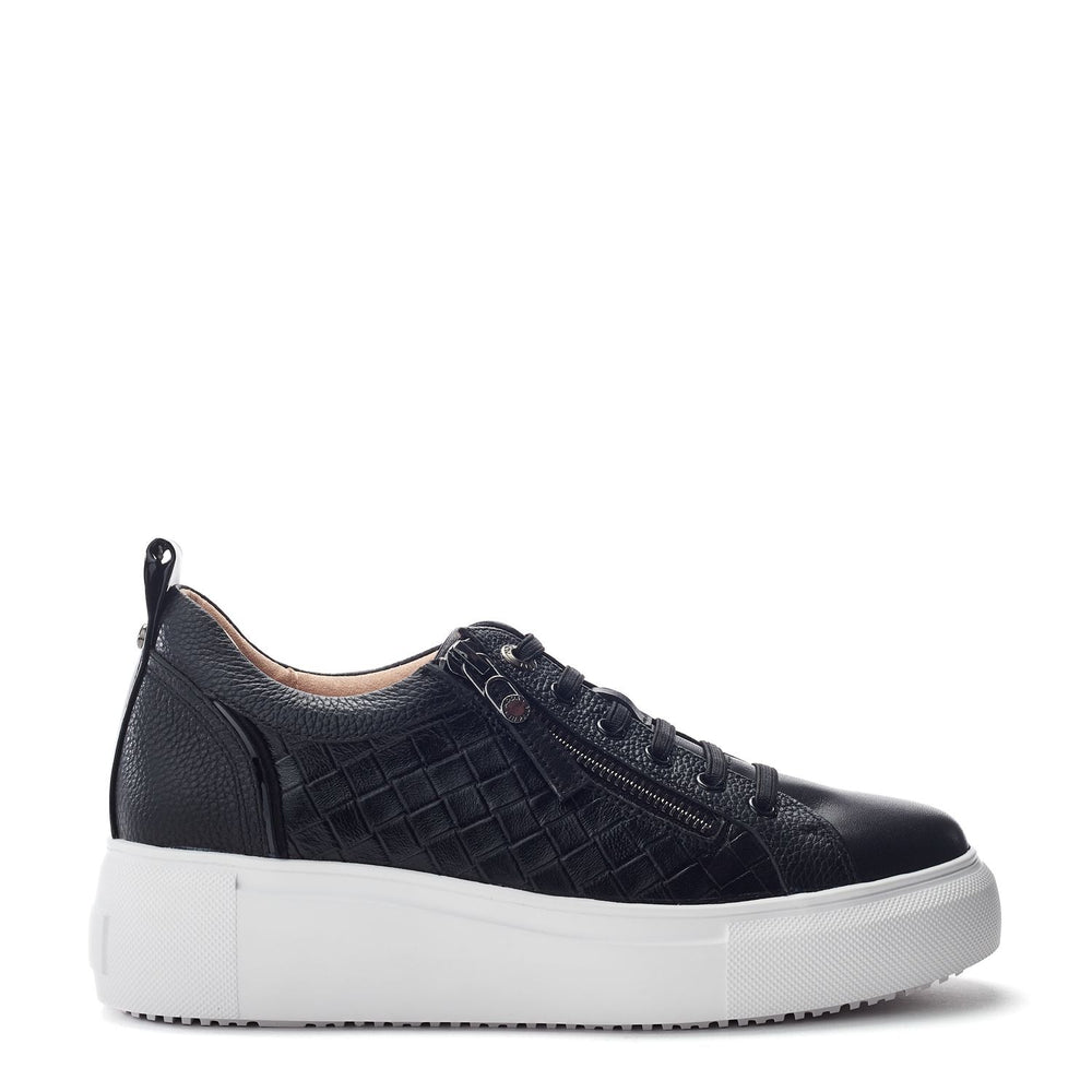 Calise Black Leather Trainers