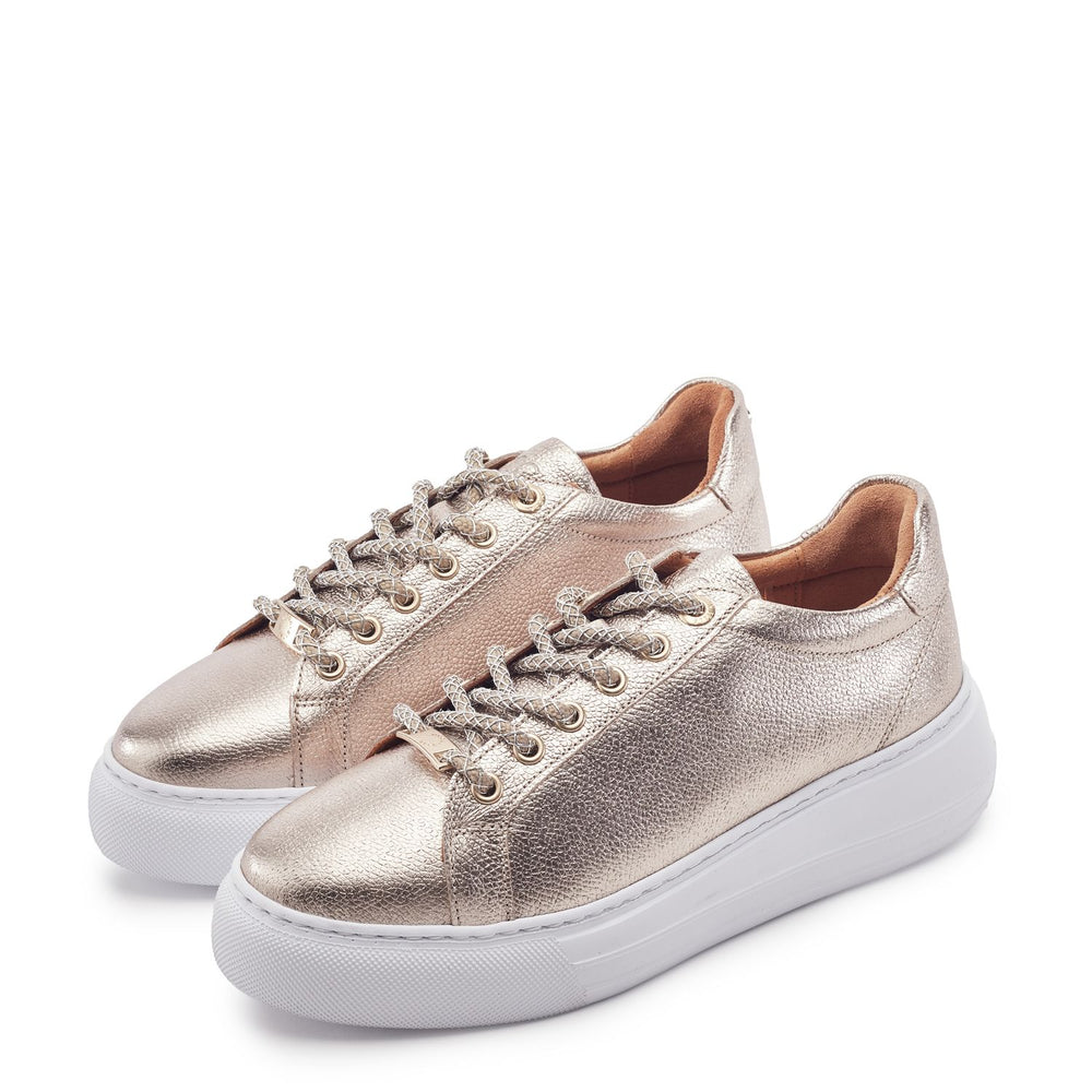 Candi Gold Leather Trainers