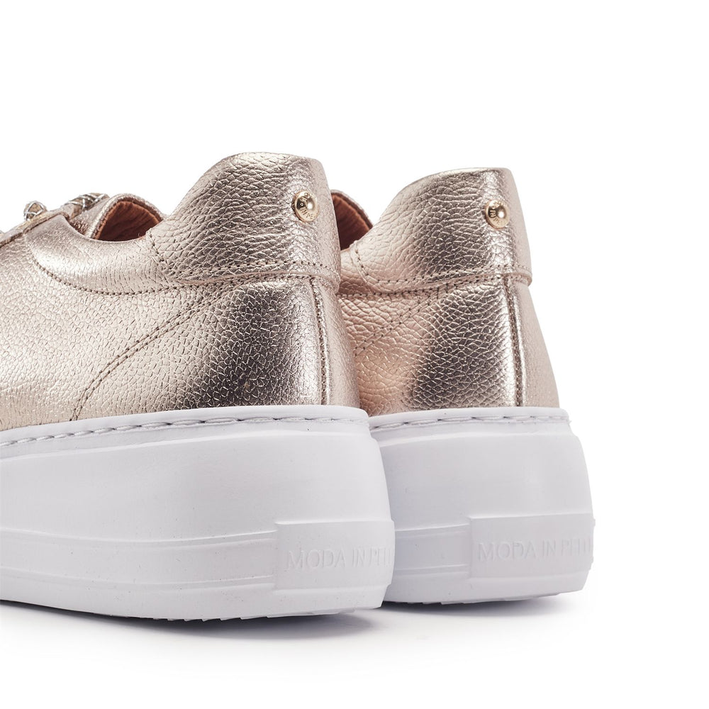 Candi Gold Leather Trainers
