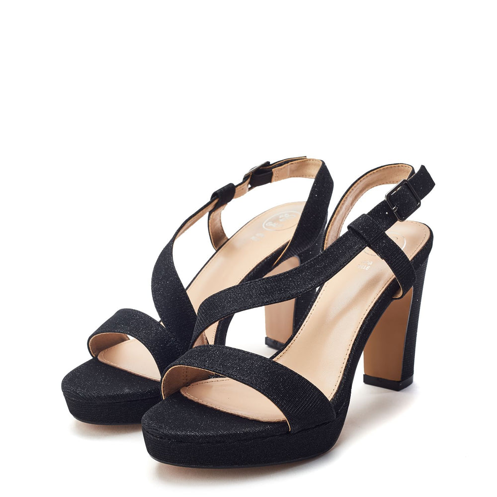 Cassi Black Textile Sandals