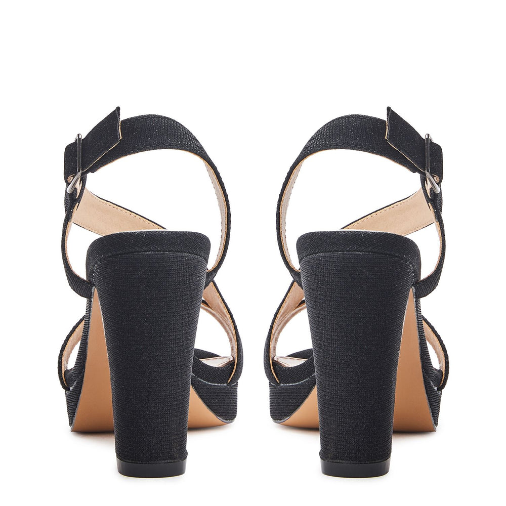 Cassi Black Textile Sandals
