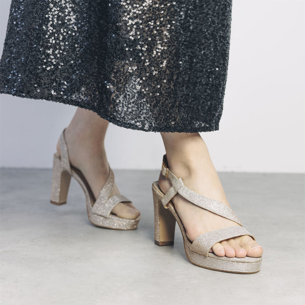 Cassi Gold Textile Sandals