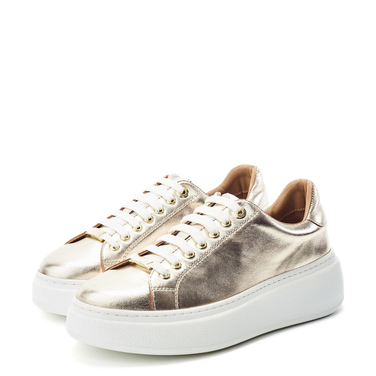 Cherrie Gold Leather Trainers