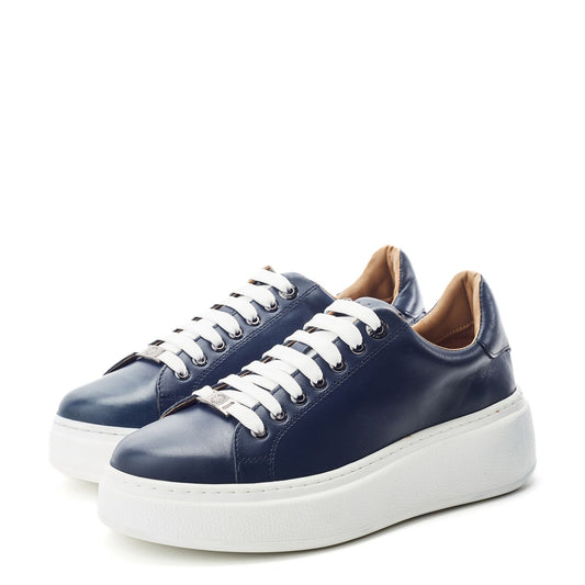 Cherrie Navy Leather Trainers