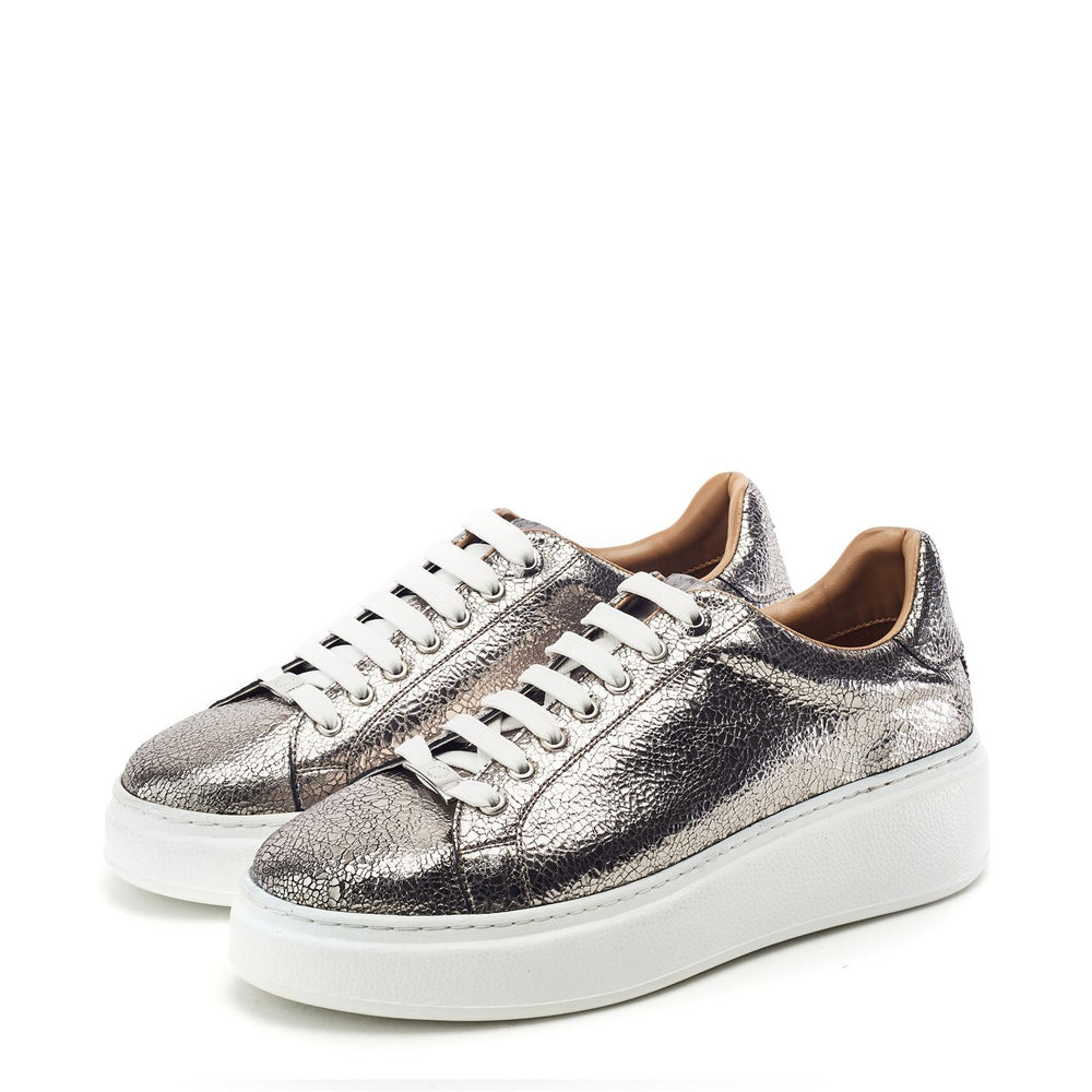 Cherrie Pewter Leather Trainers