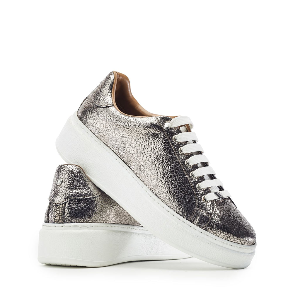 Cherrie Pewter Leather Trainers