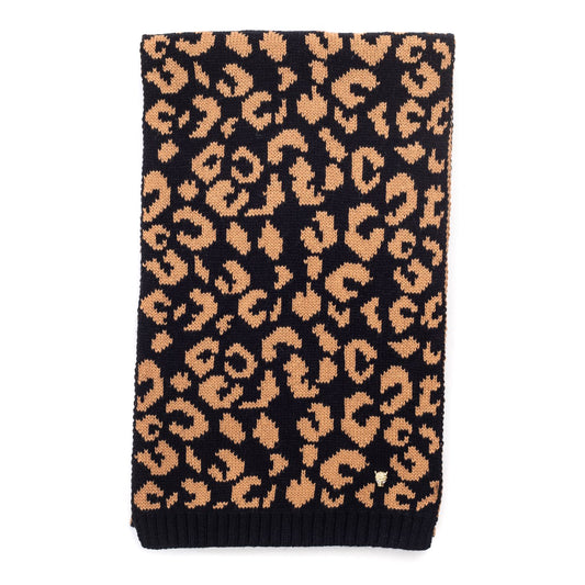Cleo Scarf Black - Leopard Textile 