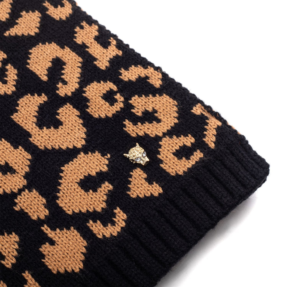 Cleo Scarf Black - Leopard Textile 