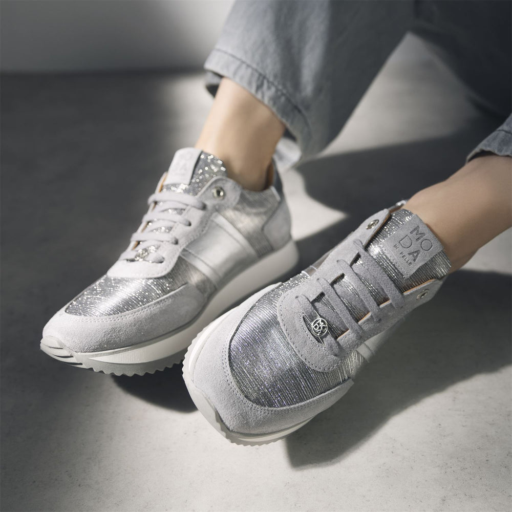 Daffodil Silver Leather Trainers