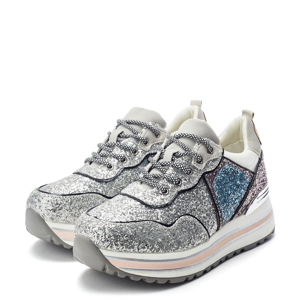 Dov Blue -Silver Textile Trainers