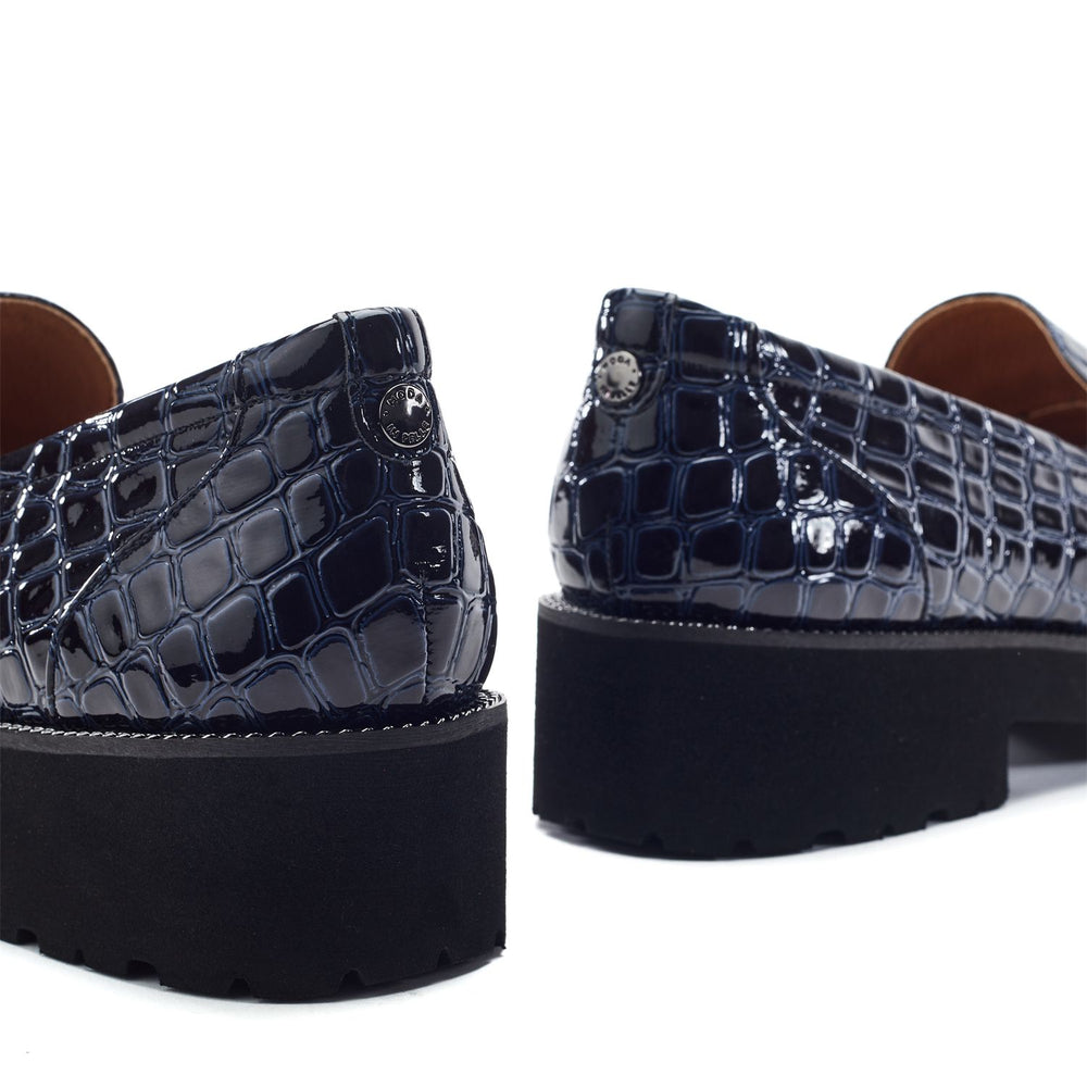 Egoma Navy Patent Mocc Croc Shoes