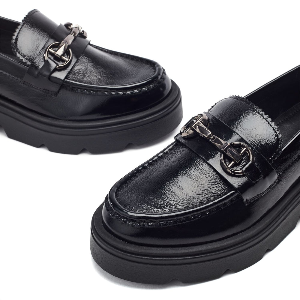 Eisa Black Leather Shoes