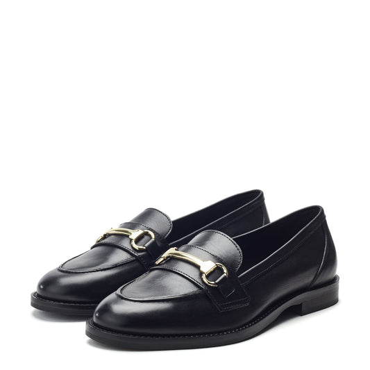 Elarra Black Leather Leather Shoes