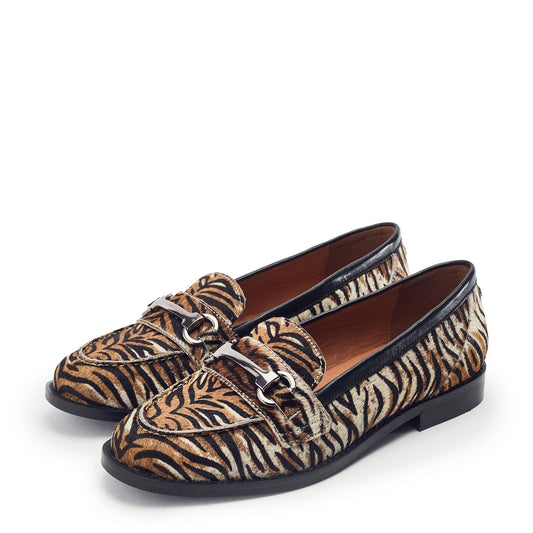 Elarra Brown Mix Tiger Print Pony Hair Shoes