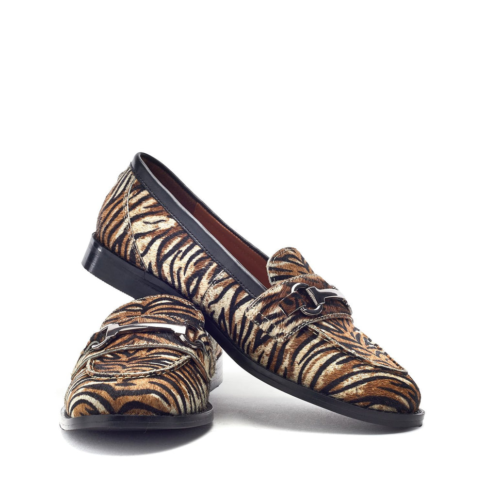 Elarra Brown Mix Tiger Print Pony Hair Shoes