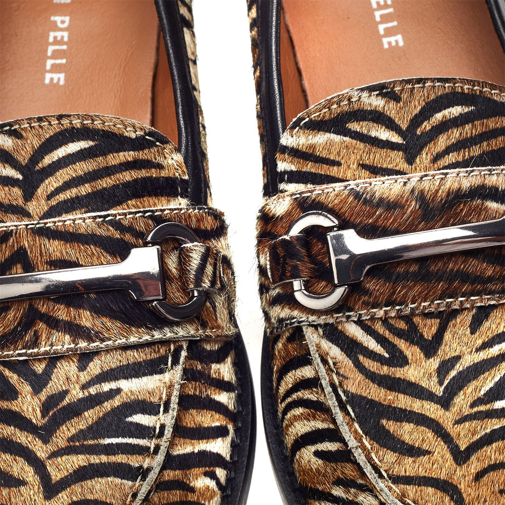 Elarra Brown Mix Tiger Print Pony Hair Shoes