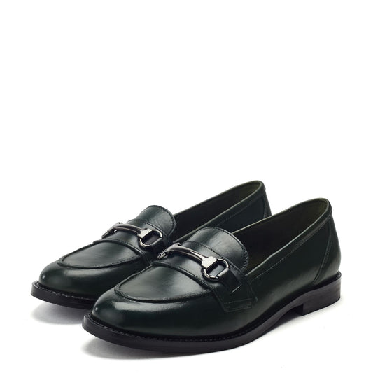 Elarra Green Leather Shoes