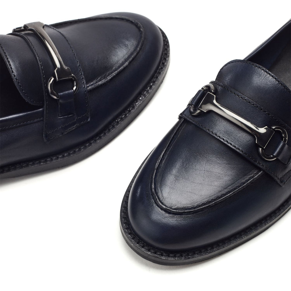 Elarra Navy Leather Shoes