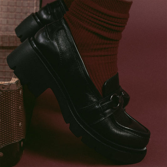 Elsana Black Leather Shoes