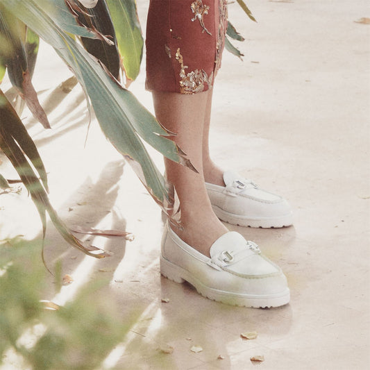 Emori White Leather Shoes