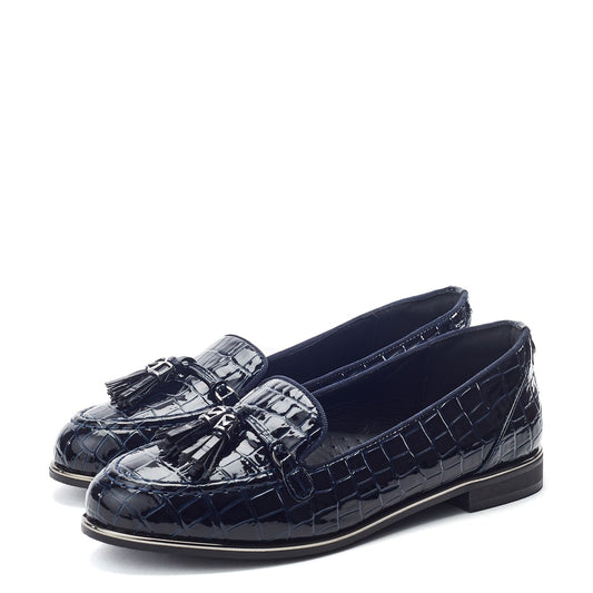 Erinn Navy Patent Mocc Croc Shoes