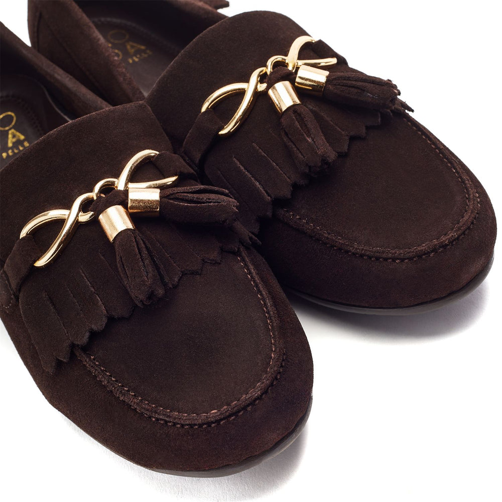 Essana Dark Brown Suede Shoes