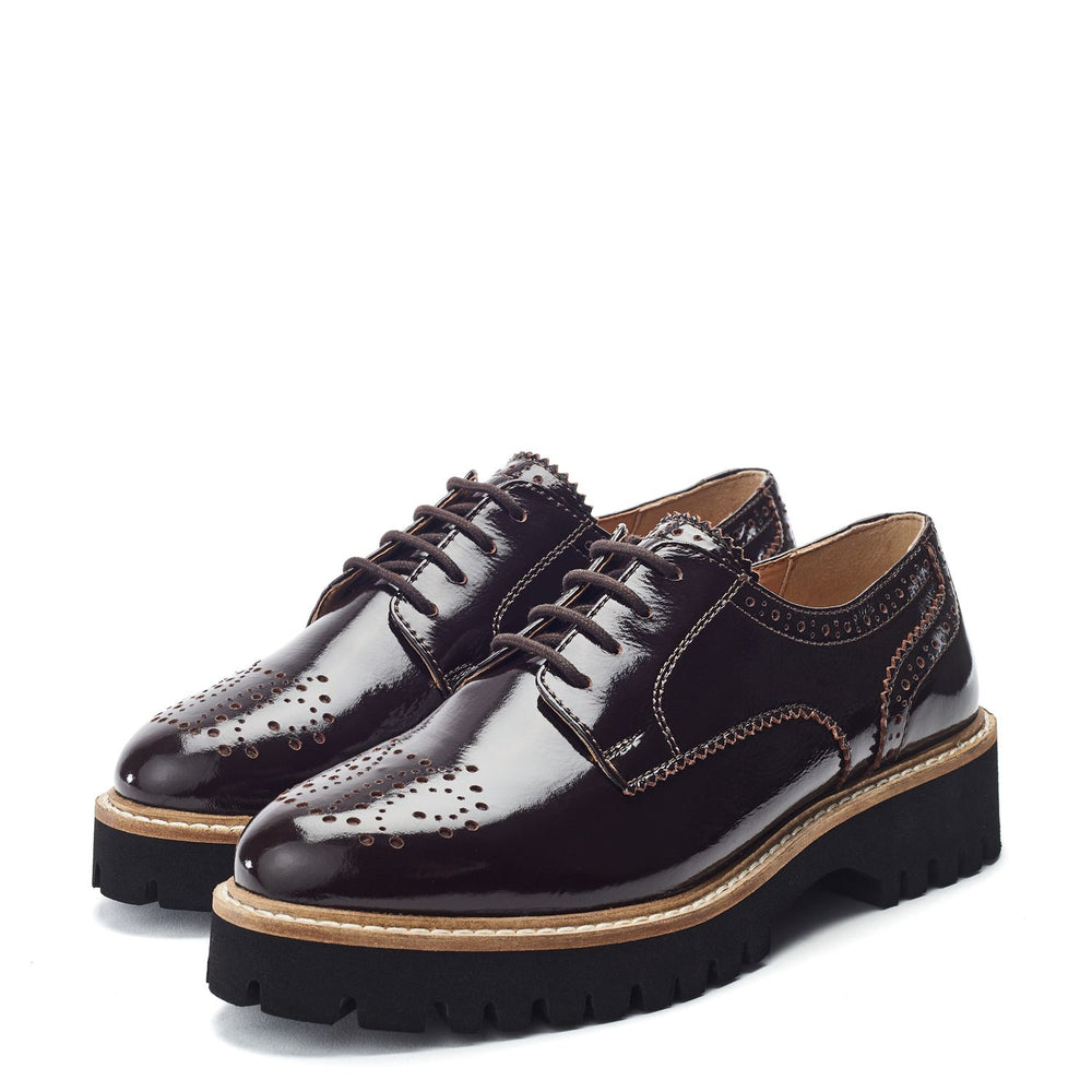 Evranna Dark Brown Patent Leather Shoes