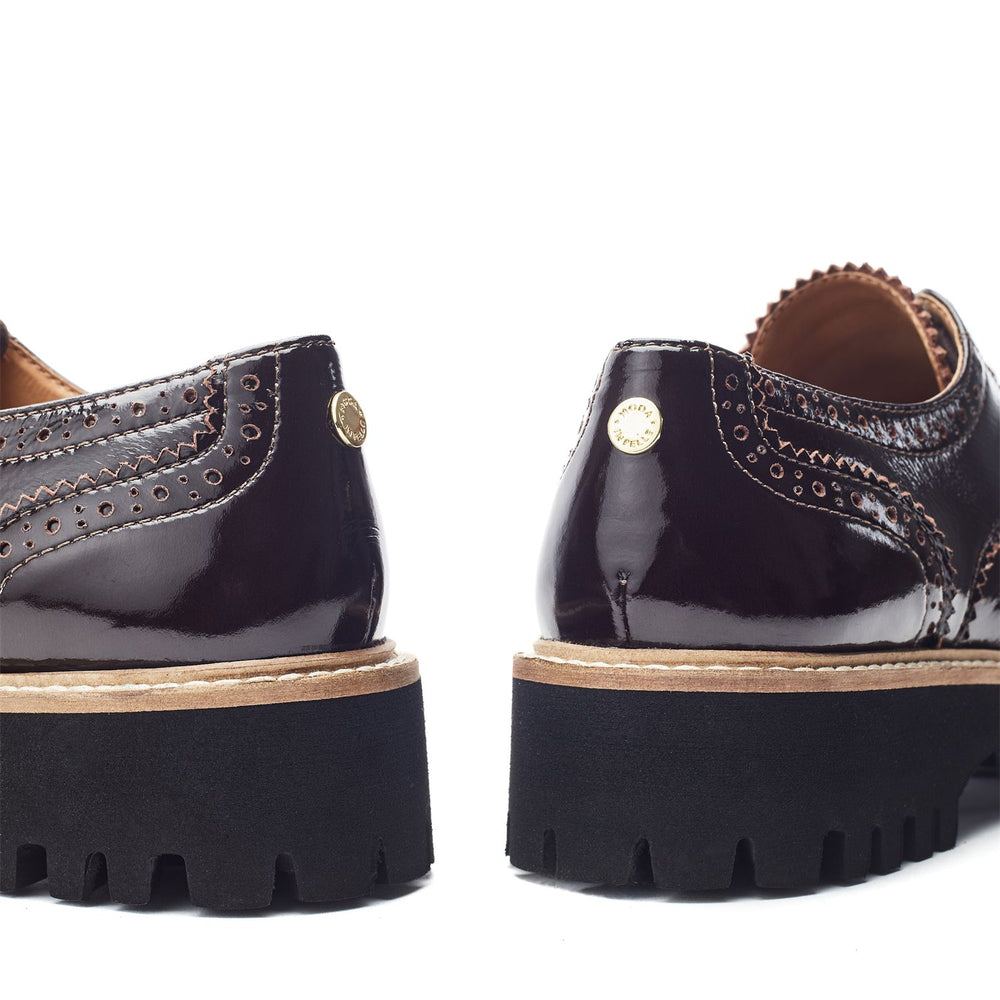 Evranna Dark Brown Patent Leather Shoes