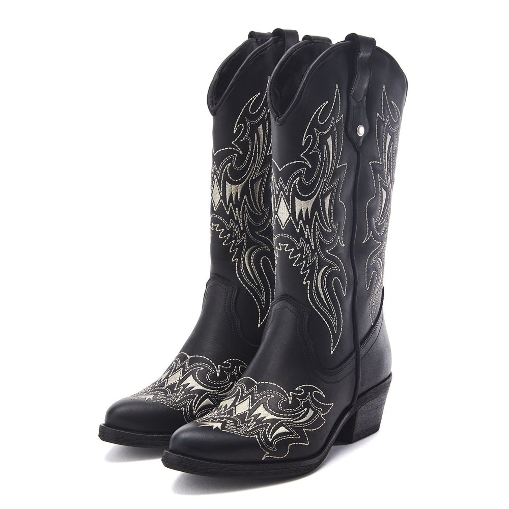 Fantelene Black Leather Boots
