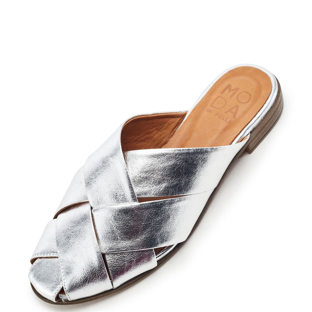 Faylia Silver Metallic Leather Shoes